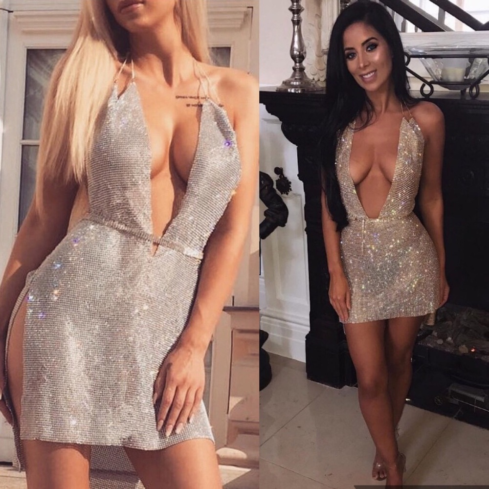 Lemon Lunar The Dip It Low Diamanté Dress